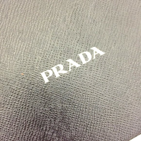 100% Authentic PRADA Saffiano Logo Black Leather Wallet On Chain Shoulder Bag - Picture 9 of 9